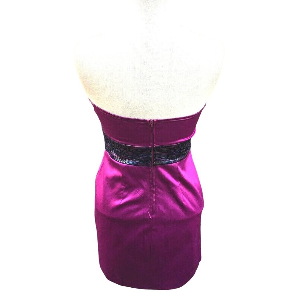 Akira Chicago Strapless Mini Dress Size M Fuchsia Purple Prom Sexy Club Stretchy - Picture 4 of 11
